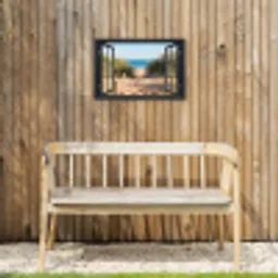 Uitzicht op Strand Tuinposter op houten frame 2 cm dik klein -sfeer4