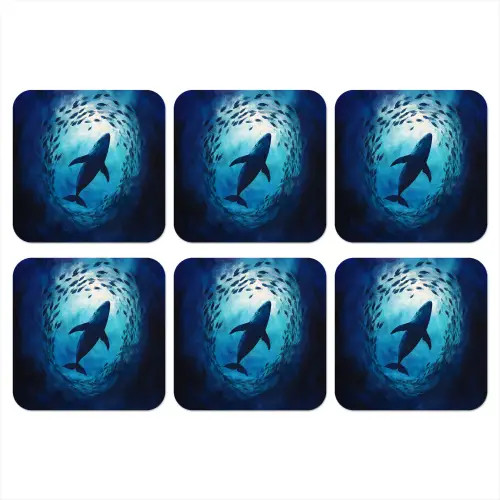 Walvis - Vissen - Donkerblauw onderzetter kurk middel -3d
