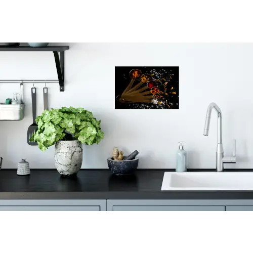 Kruiden - Lepels - Zout - Specerijen - Zwart Muursticker klein -keuken