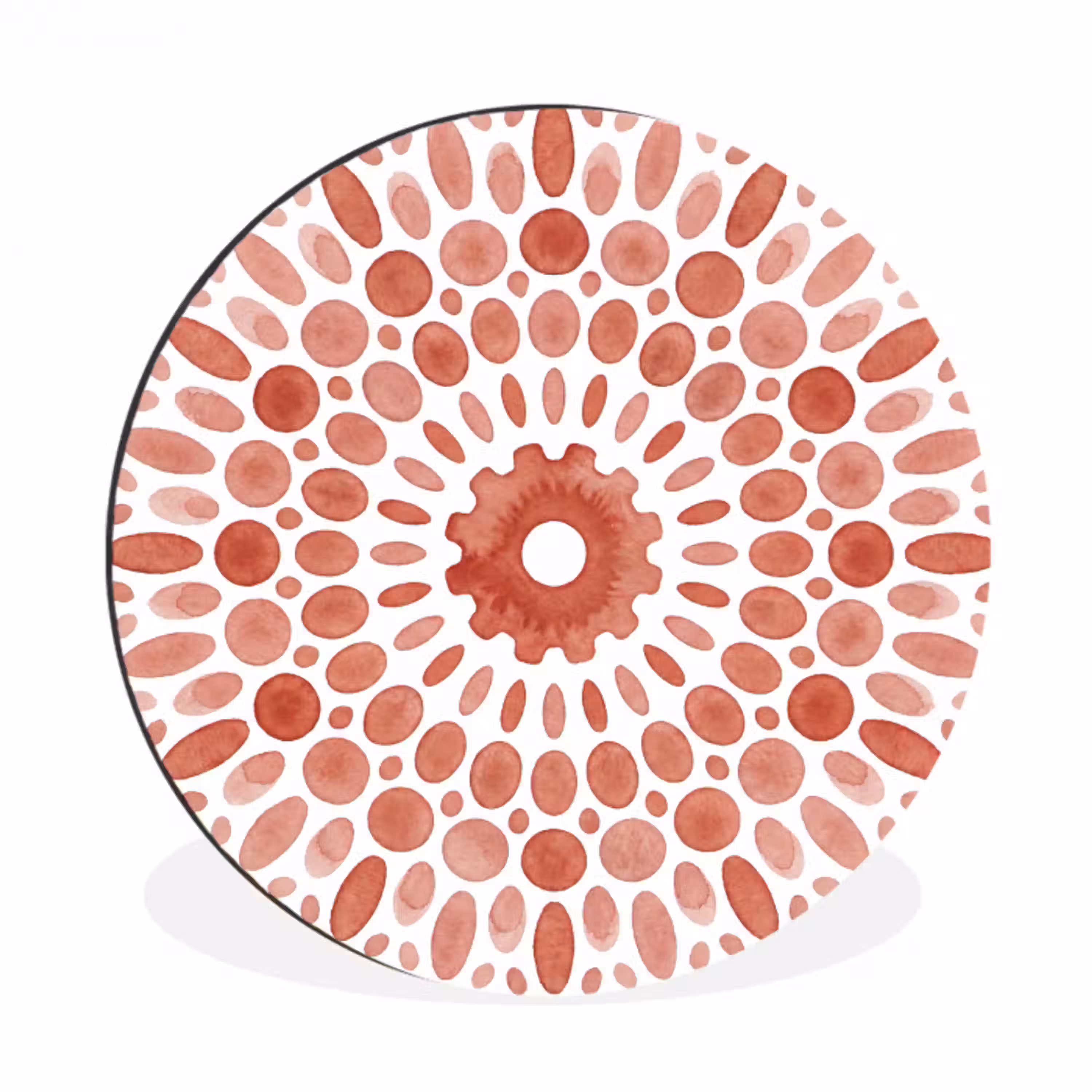 Patroon - Cirkels - Abstract - Modern - Rood Wandcirkel aluminium klein -3d