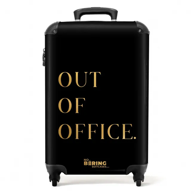 Quotes - Out of office - Goud - Vakantie - Zwart NBS - Handbagage koffer - Unisex middel -productfoto_recht