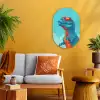T-Rex - Blauw - Wolken - Zonnebril Wandcirkel Ovaal Forex klein -sfeer4