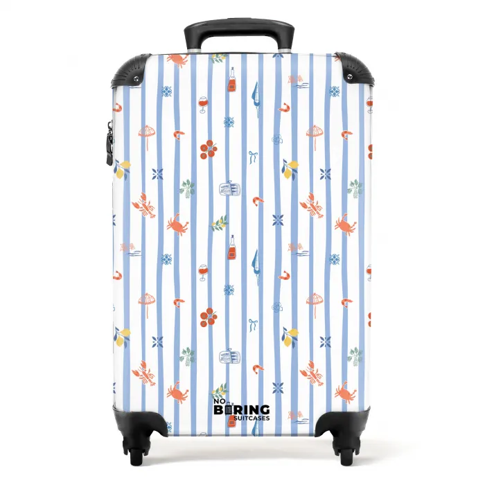 Gestreepte vakantie print kleurrijk NBS - Handbagage koffer - Kinderen Unisex middel -productfoto_recht