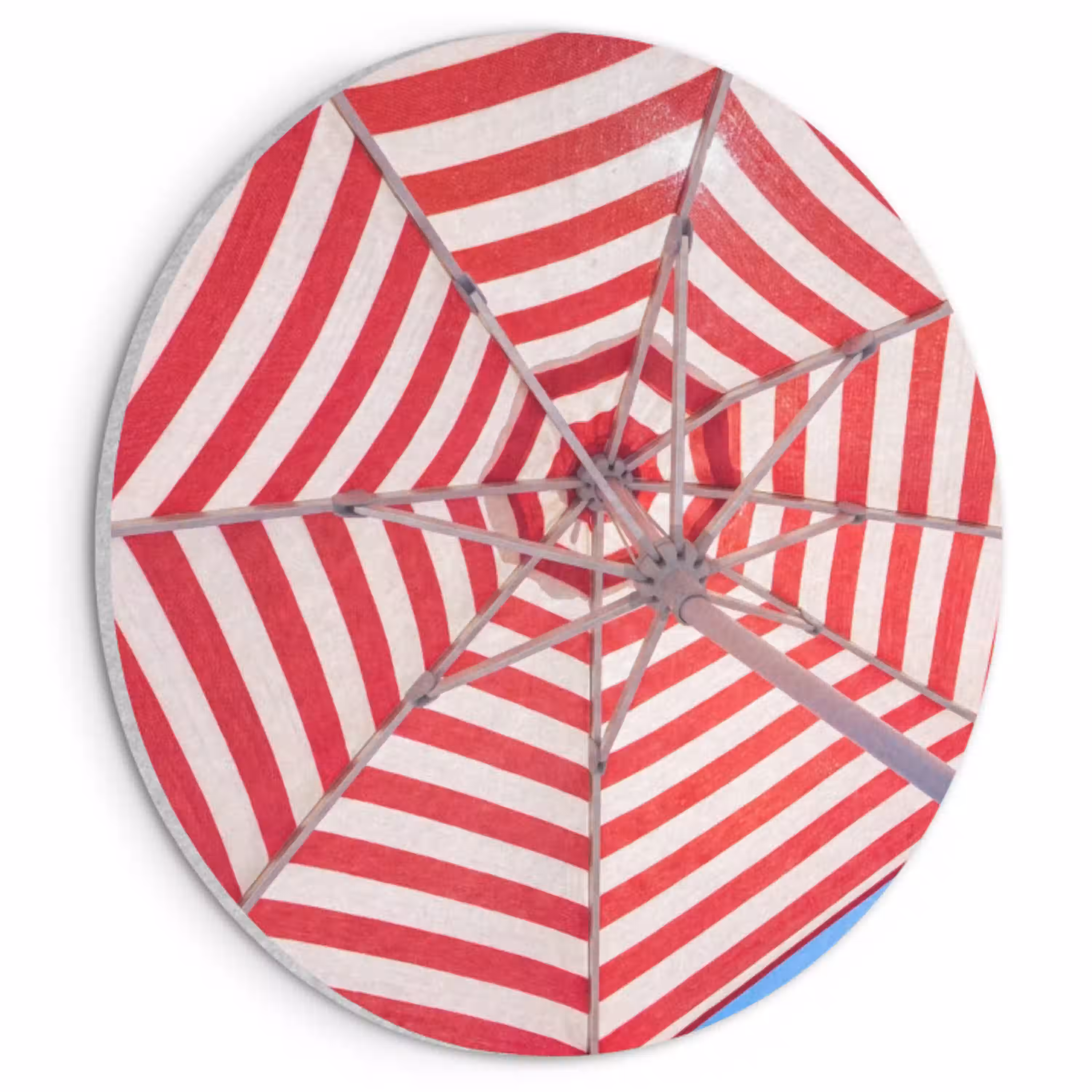 Parasol - Strepen - Zomer - Rood - Blauw Akoestische PET Vilt - Rond klein -3d