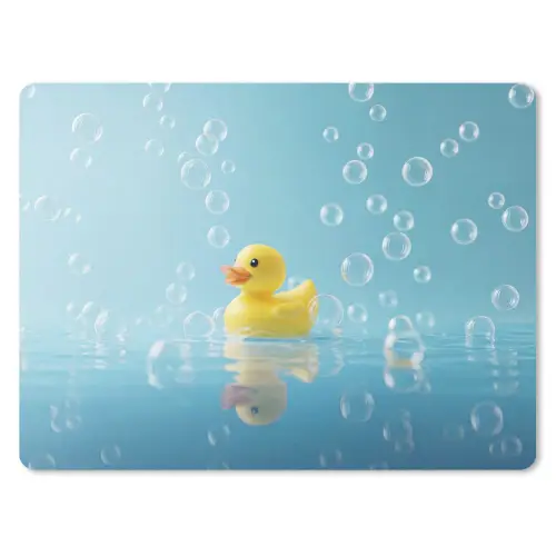 Bubbels - Badeend - Geel muismat rubber klein -3d