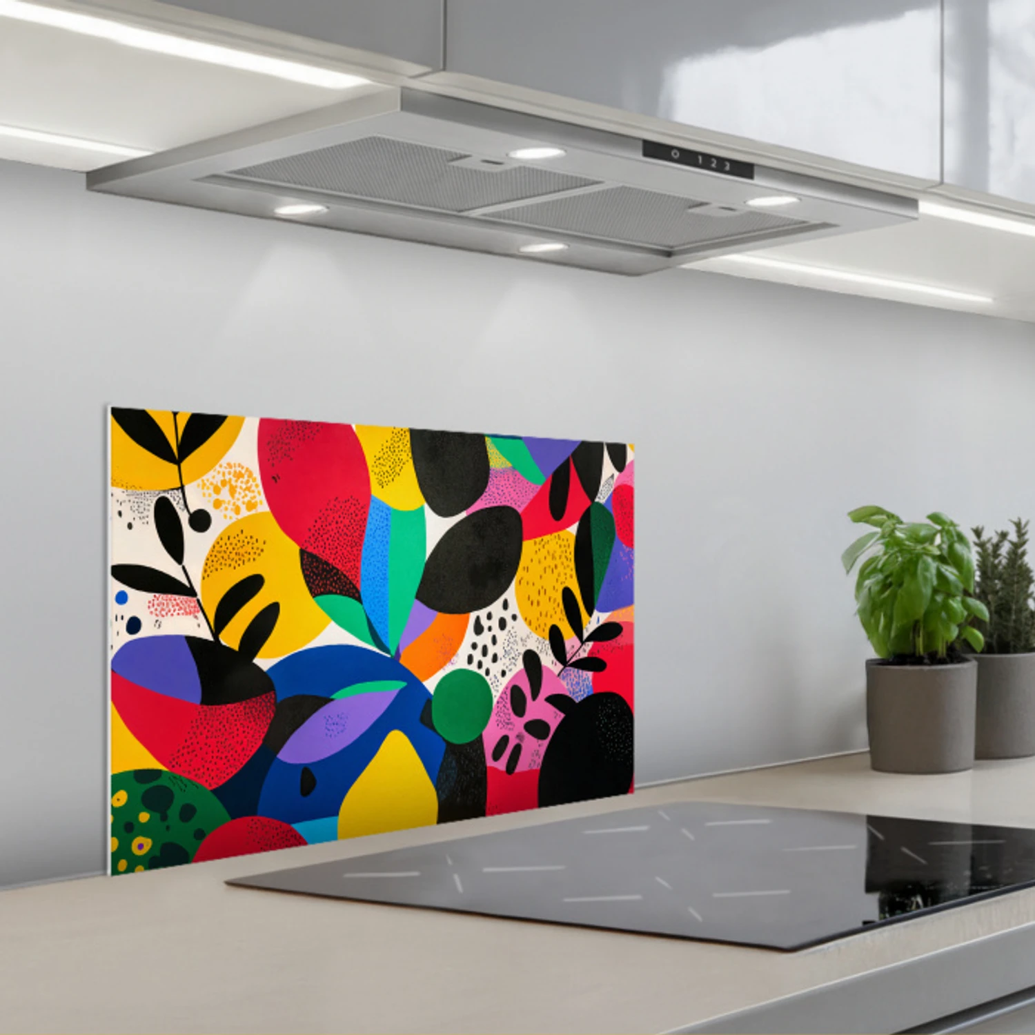Vormen - Stippen - Kleurrijk keuken achterwand spatscherm klein -3d_schuin