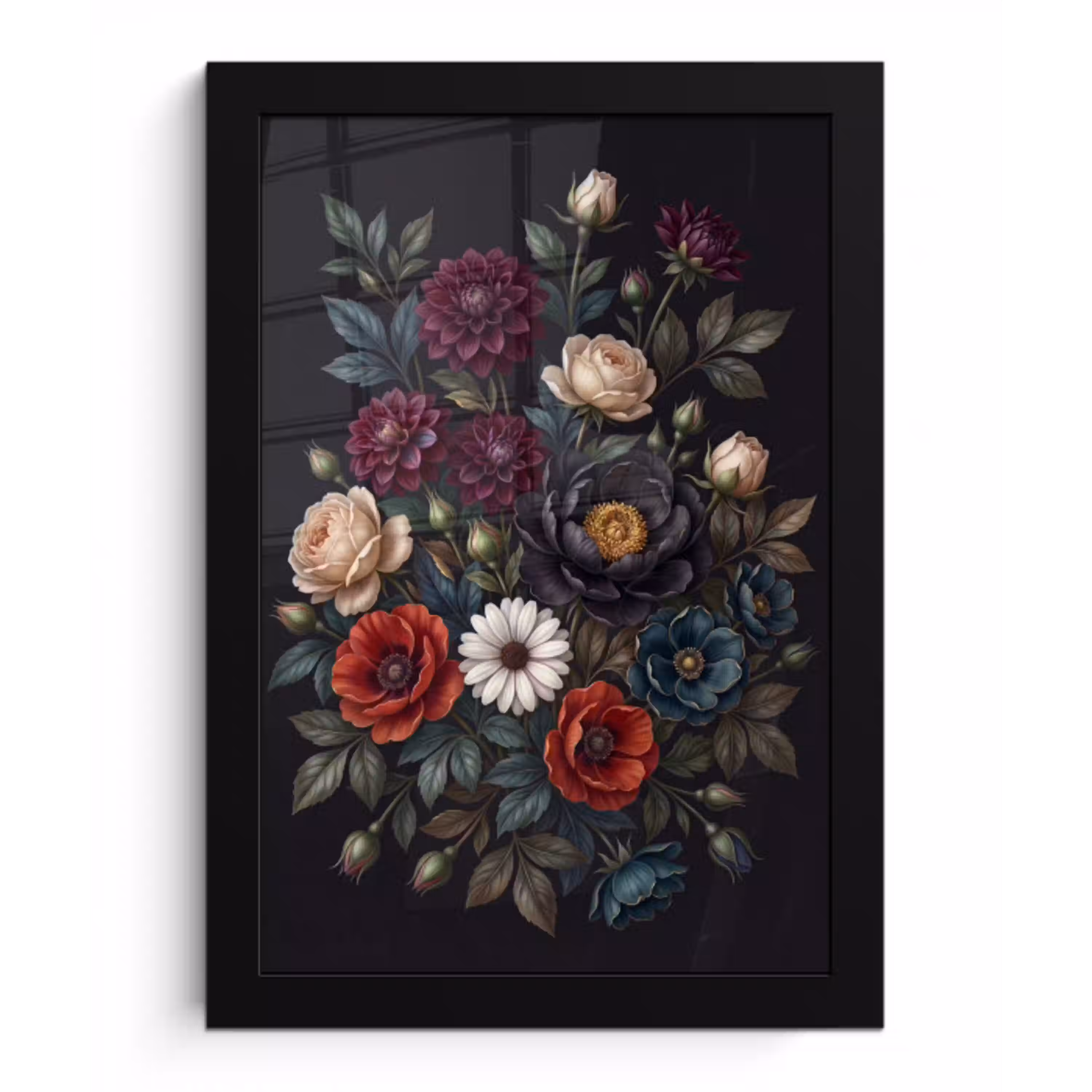 Bloemen - Boeket - Natuur - Klassiek - Weelderig fotolijst zwart zonder passe partout klein -3d