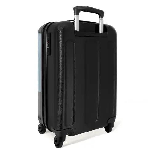 Brandweerauto blauwe achtergrond NBS - Handbagage koffer - Kinderen Unisex middel -achterkant