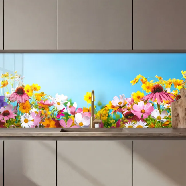 Revestimiento cocina - Flores - Colorido - Azul - Naturaleza