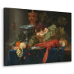 Stilleven met een gouden bokaal - Schilderij - Oude meesters Textielframe zwart klein -3d