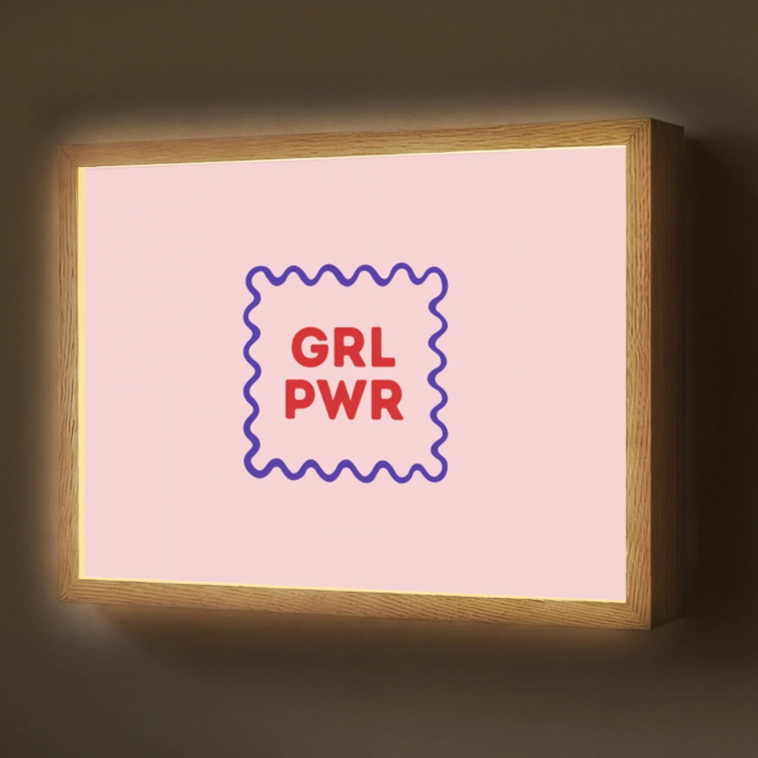Grl pwr - Roze - Kader Light Box met batterij (Wandlamp) middel -z3d_website