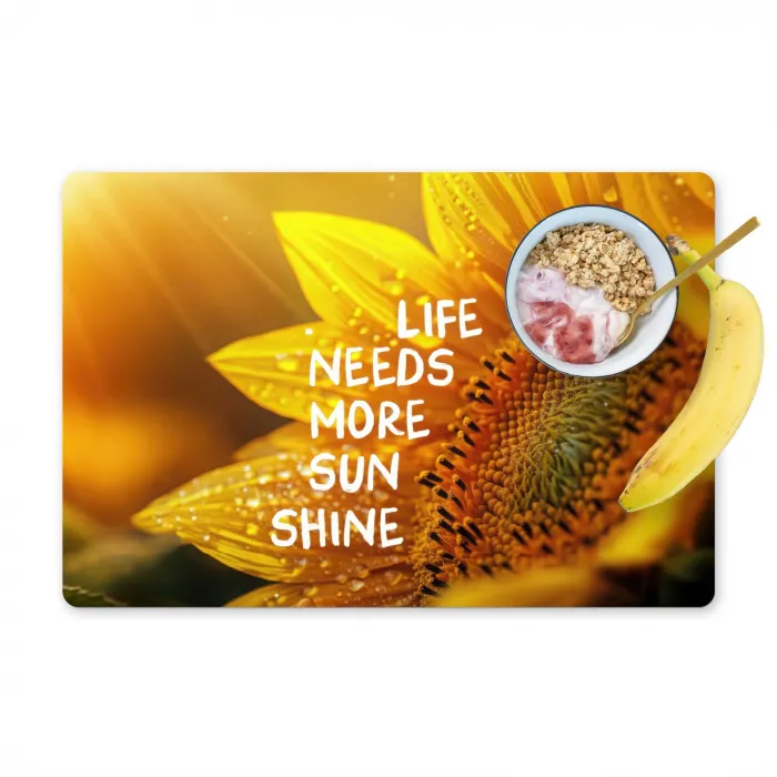 Zonnebloem - Close up - Geel - Quote Placemat vinyl groot -zzzproduct_Kitchenyeah-website