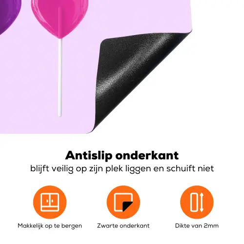 Lolly - Hart - Roze - Snoep Inductie beschermer vinyl 3mm klein -zzzzzzz-td-onderkant