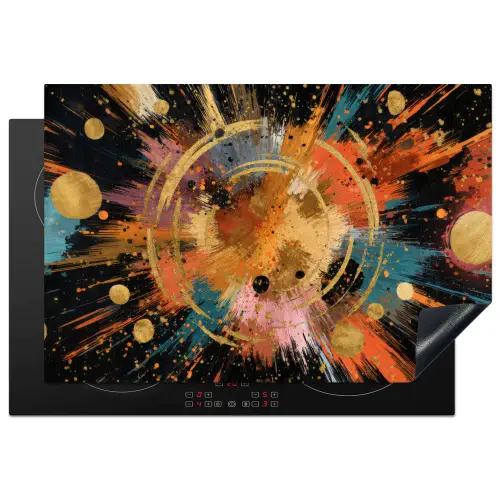 Explosie - Verfstructuur - Goud - Abstract Inductie beschermer vinyl 3mm klein -3d