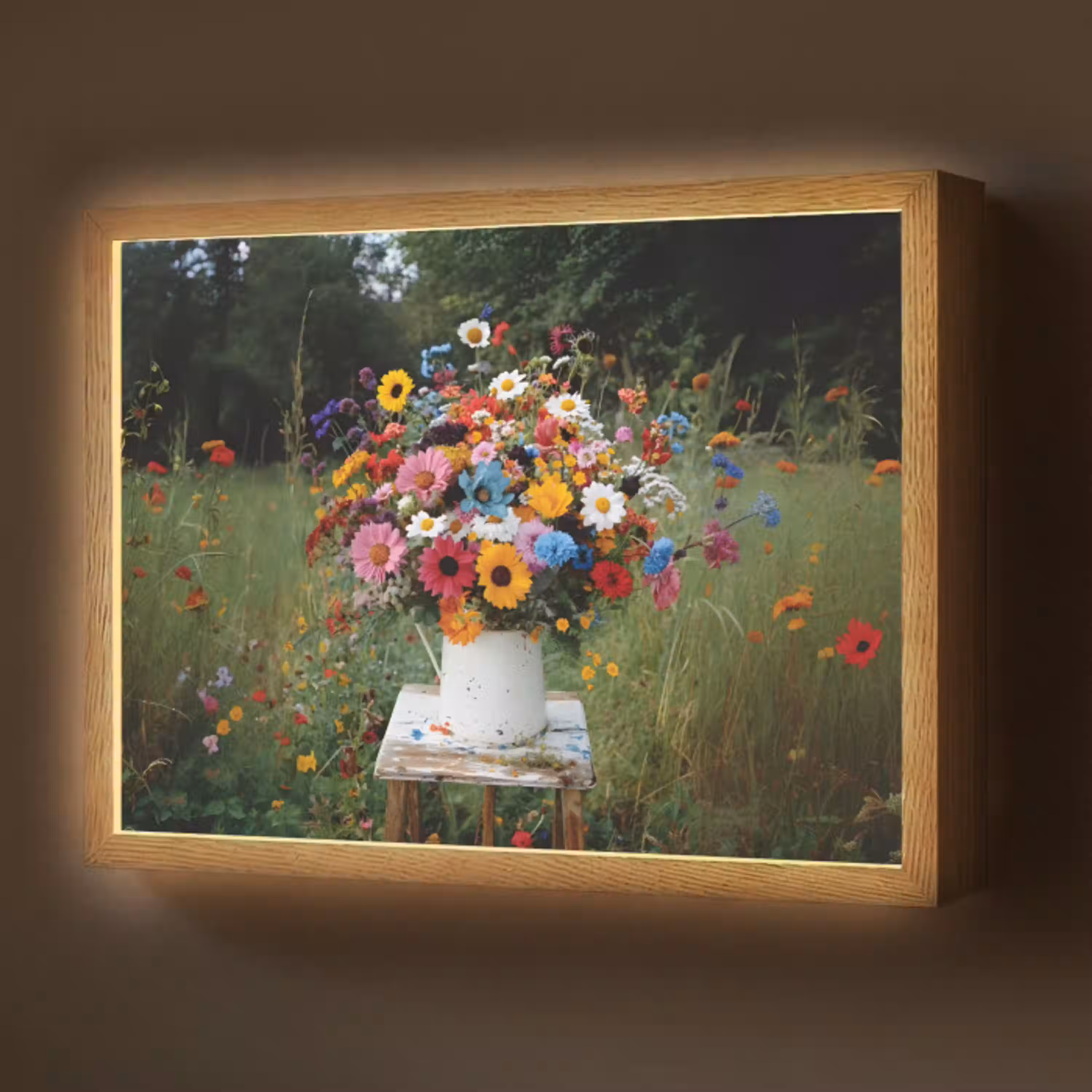 Bloemen - Krukje - Gieter - Veld Light Box met batterij (Wandlamp) middel -z3d_website