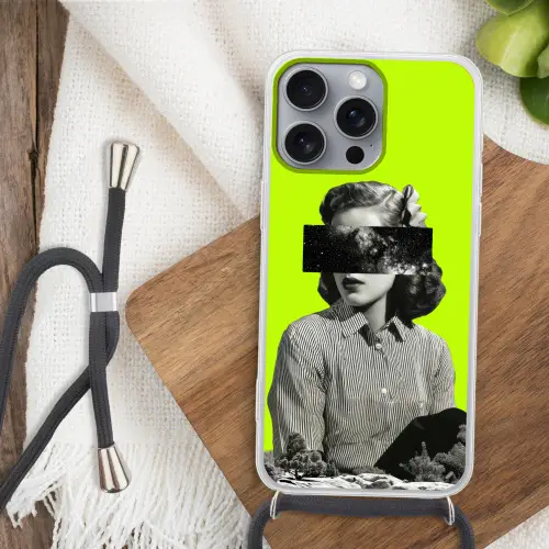 Vrouw - Sterrenhemel - Groen Hoesje iPhone 16 Pro Max met koord klein -sfeer4