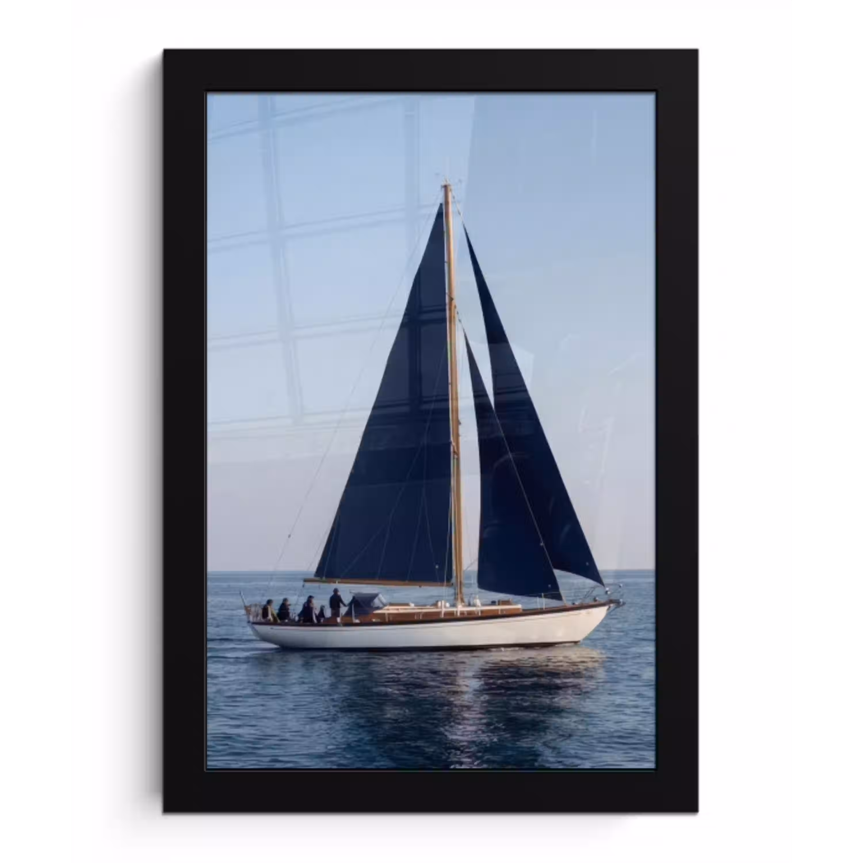Zeilboot - Zee - Blauw fotolijst zwart zonder passe partout klein -3d