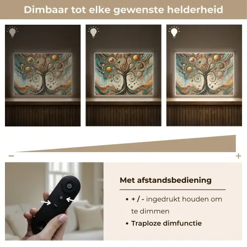 Levensboom - Boom - Abstract - Modern Light Box met batterij (Wandlamp) middel -USP_dimbaarNL