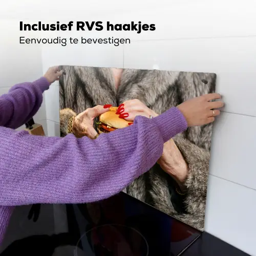 Vrouw - Hamburger - Bontjas Inductie beschemer met haakjes klein -ky-ophangen-nl
