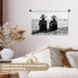 Vrouwen - Zonnehoed - Strand - Zwart - Wit Wandkleed katoen klein -tsfeer1_DE