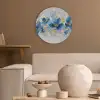 Bloemen - Blauw - Abstract Akoestische PET Vilt - Rond klein -sfeer1