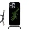 Krokodil - Groen - Tijgerachtig - Strepen Hoesje iPhone 16 Pro Max met koord klein -3d