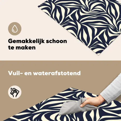 Bladvormen - Blauw - Patroon - Wit Inductie beschemer met haakjes klein 777 -ky-schoon-nl