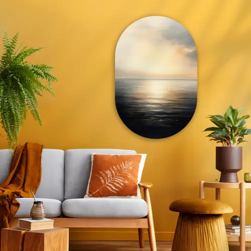 Zon - Horizon - Zee Wandcirkel Ovaal Glas middel -sfeer4