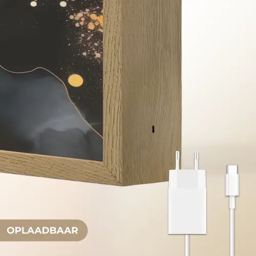 Marmer - Goud - Zwart - Abstract - Modern Light Box met batterij (Wandlamp) middel -USP_websiteoplaadbaarNL