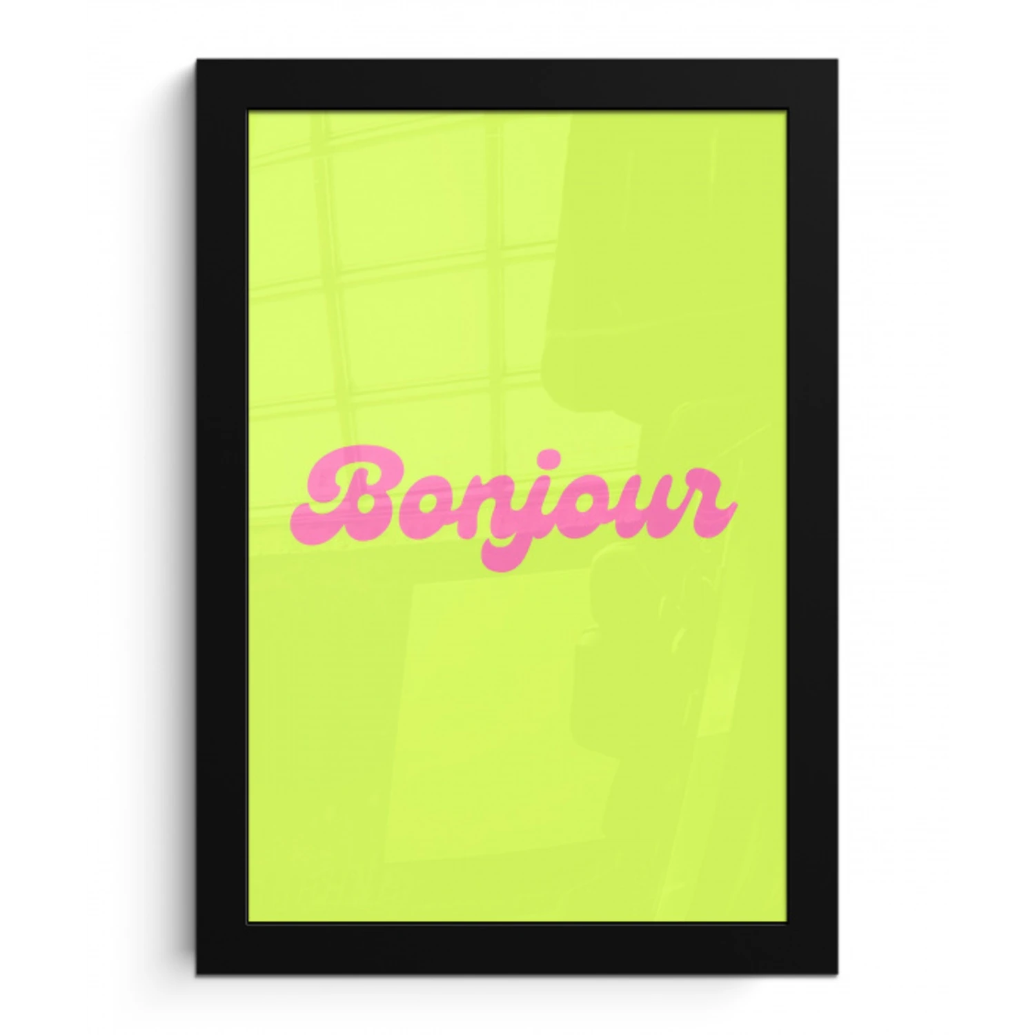 Groen - Roze bonjour - Retro fotolijst zwart zonder passe partout klein -3d