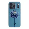 Bloem - Blauw - Bloemblaadjes - Streepjes Telefoonhoesje iPhone 17 Pro klein -3d