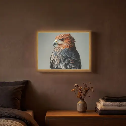 Vogel - Realistisch - Veren - Bruin Light Box met batterij (Wandlamp) middel -sfeer4