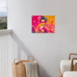 Vrouw - Zonnebril - Abstract - Oranje tuinposter los doek klein -sfeer8
