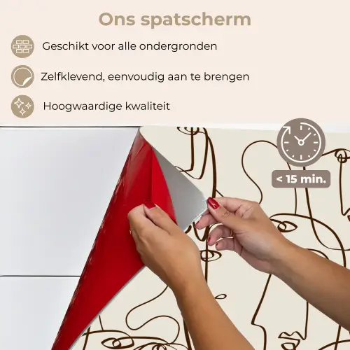 Beige - Gezicht - Lijnen - Bruin keuken achterwand spatscherm klein 900 -spatscherm_NL