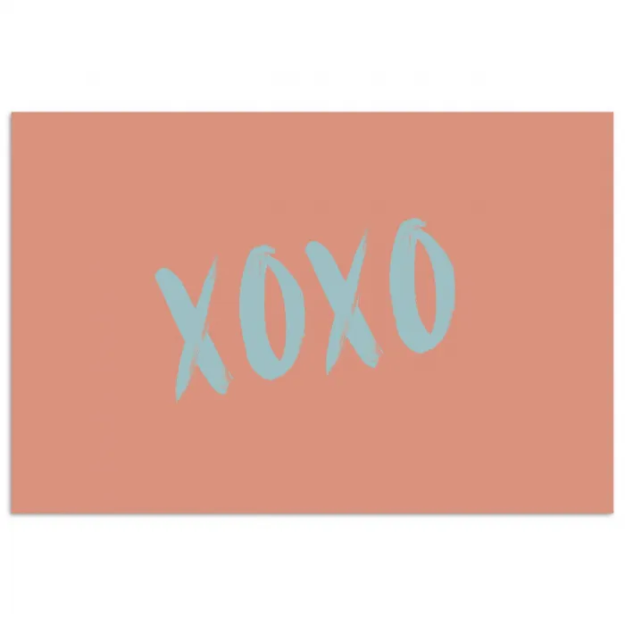XOXO - Blauw - Perzikkleur poster papier klein -3d