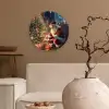 Kerstman - Haard - Donker Wandcirkel kunststof plaat 5mm dik klein -sfeer1