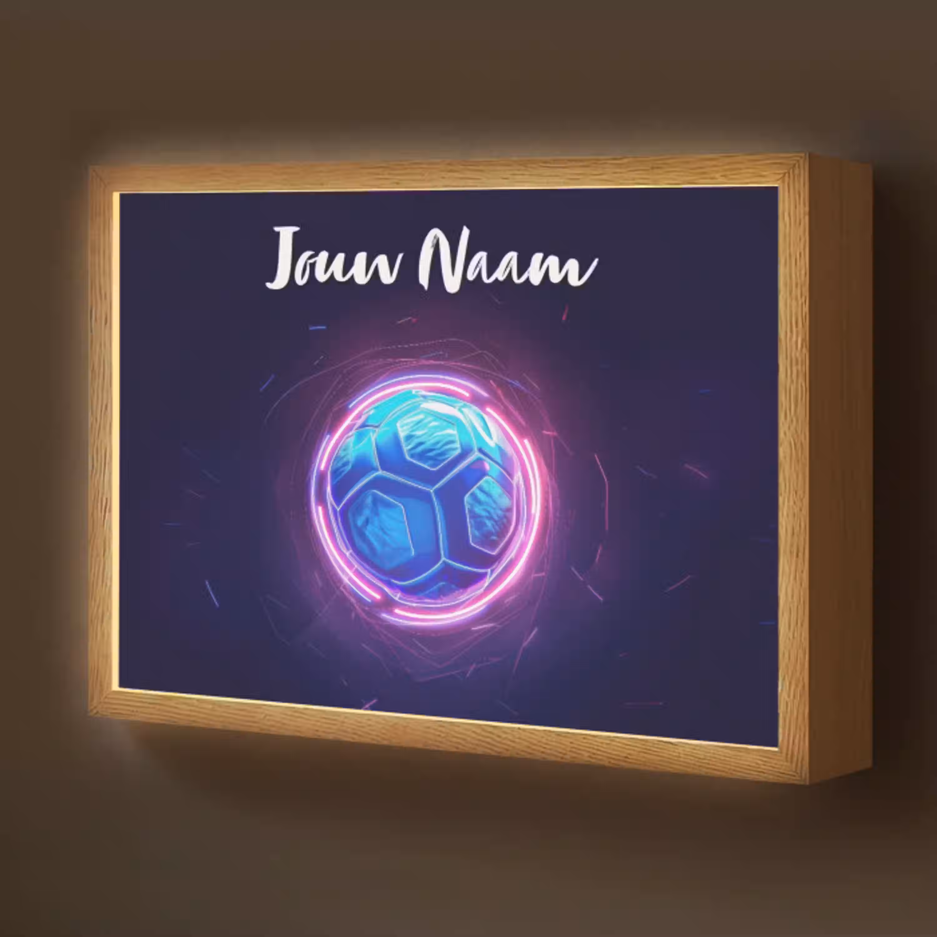Voetbal - Sport - Blauw - Paars Light Box met batterij (Wandlamp kind) middel -z3d_website