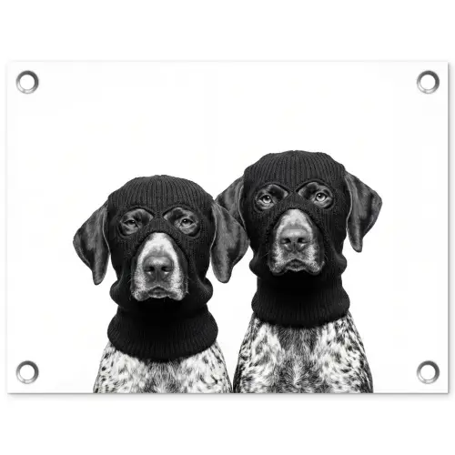 Honden - Bivakmuts - Zwart - wit tuinposter los doek klein -3d