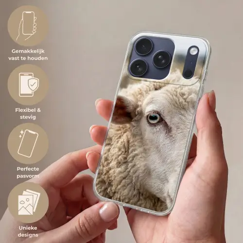 Schaap - Oog - Wit Telefoonhoesje iPhone 17 Pro klein -sfeer3_NL