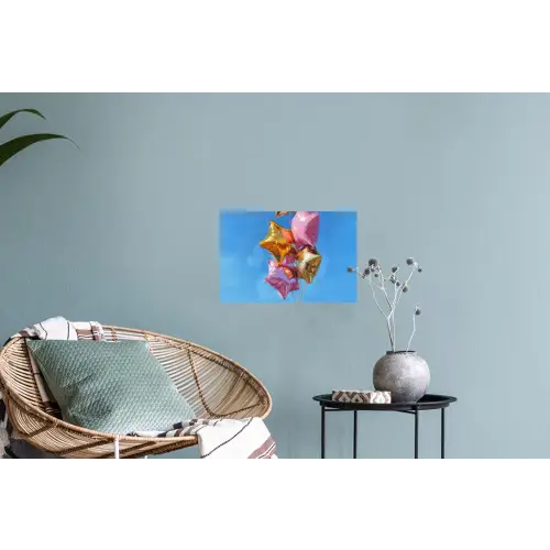 Ballonnen - Goud - Stervorm - Roze Muursticker klein -plant