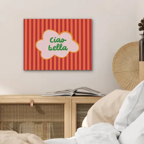 Ciao bella - Tekstwolk - Strepen - Oranje PET vilt klein -sfeer3