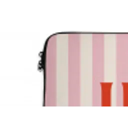 Hola - Quote -  Strepen - Pastel - Roze - Rood - Wit laptophoes neopreen klein -detail