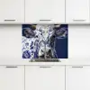 Koe - Delfts - Blauw - Artistiek keuken achterwand 2 middel -3d