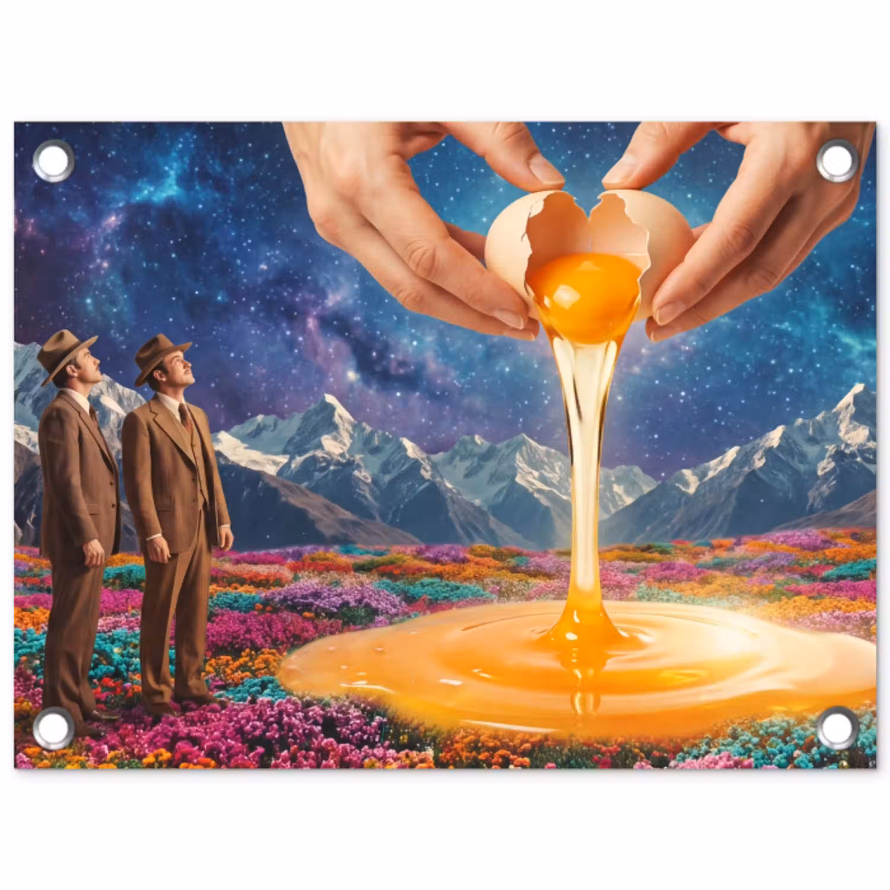 Handen - Ei - Surrealisme tuinposter los doek klein -3d