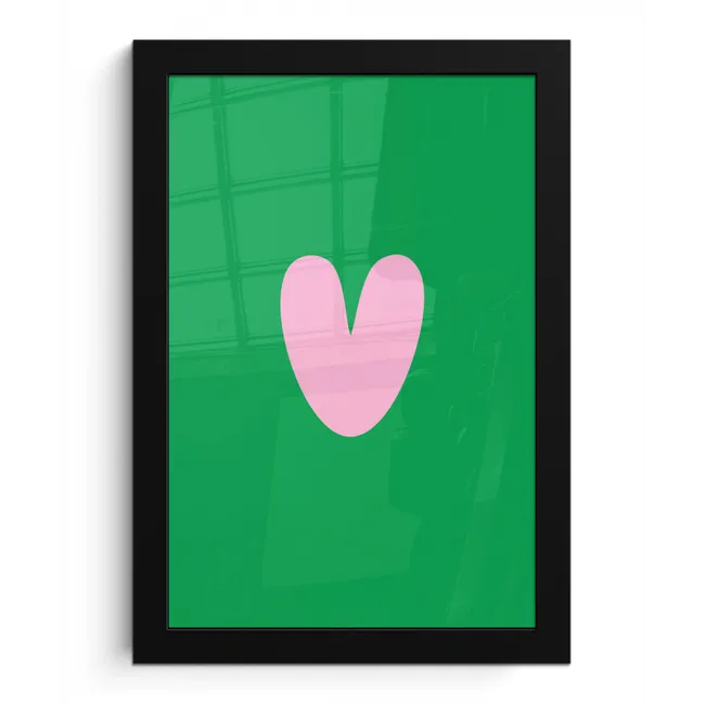 Groen - Hart - Minimalistisch - Valentijn fotolijst zwart zonder passe partout klein -3d