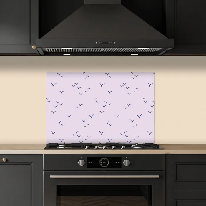 Lila - Vogels - Blauw keuken achterwand spatscherm klein 900 -sfeer1
