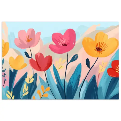 Illustratie - Bloemen - Kleurrijk poster papier klein -3d