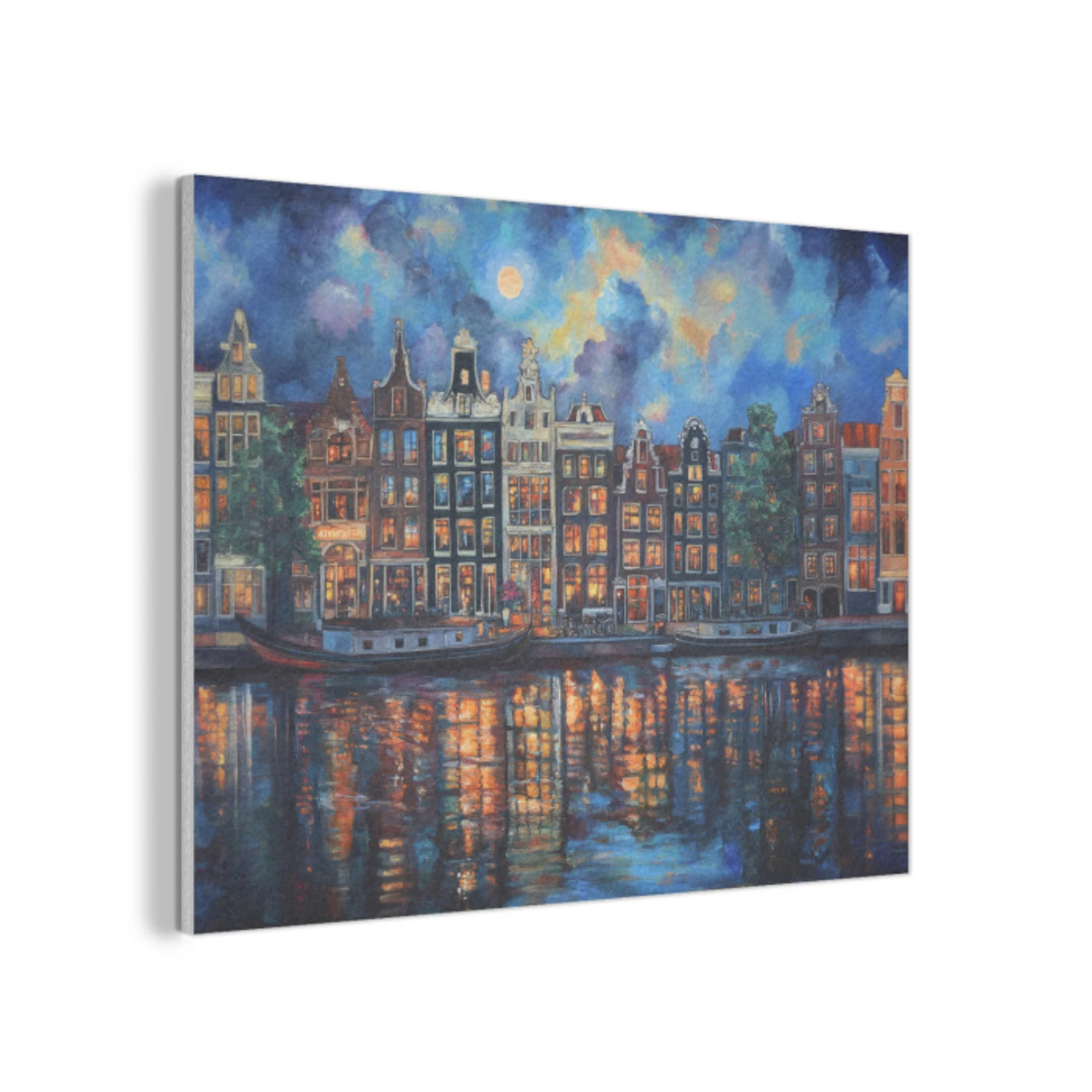 Grachten Amsterdam - Huizen - Stad - Kleurrijk PET vilt klein -3d