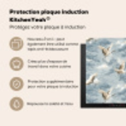 Wolken - Kraanvogels - Blauw Inductie beschermer vinyl 3mm middel 274 -zzzzzzusp-haakje_FR