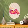 Tijger - Roze - Oranje Wandcirkel Ovaal Forex klein -sfeer2